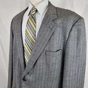 Vintage Botany 500 Herren Sport Mantel Jacke 48XL grau Wolle Fischgrät zwei Knöpfe - Bild 1 von 10