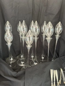 Lot 10 Firelight Clear Glass Oil Candle Waterlily Design - Picture 1 of 12