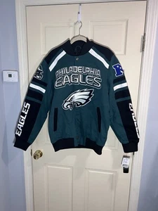 New G-III NFL Philadelphia Eagles Varsity Style Bomber Jacket Green Mens M - Picture 1 of 5