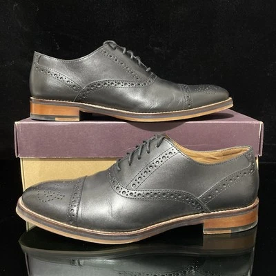 Sapato Oxford Masculino Johnston And Murphy Conrad Biqueira Preta Couro de Bezerro Tamanho 8M Novo Na Caixa - Imagem 1 de 4