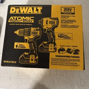*NUOVO* Dewalt ATOMIC Trapano compatto brushless 20 V e kit a percussione esagonale 1/4" DCK278C2 - Foto 1 di 3