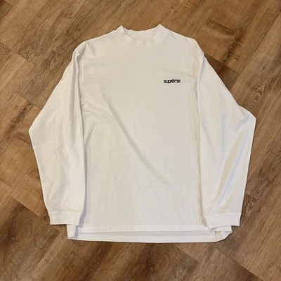Supreme White Black Embroidered Long Sleeve Shirt Size Large - Image 1 of 4
