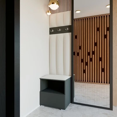 Garderoben Set Nela IV LUX, gepolsterte Garderobe 50 cm mit Wandpaneel, Sitzbank - Bild 1 von 4