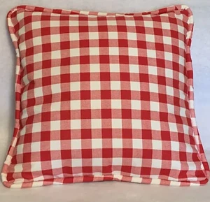 French Country Cottage Pillow Cushion Plaid Check Red White Buffalo Farmhouse - Picture 1 of 3