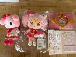 Sanrio x Sailor Moon Chibi Moon My Melody Plush Keychain set and Compact Fusen - Picture 1 of 6