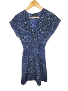Bloomingdales Aqua Navy and Teal Print Mini Dress Size S - Picture 1 of 5
