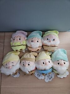 Japan Disney Store Ufufy Snow White Seven Dwarfs set 7 Plushy Doll Soft Stuffed