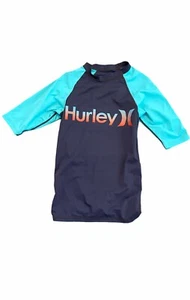 M Hurley Short Sleeve Swim Shirt Gray and Aqua UPF 40 - Picture 1 of 5
