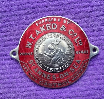 W T AKED ST ANNES ON SEA AUSTIN HILLMAN DELAGE CARRO ESMALTE PAINEL PLACA CRACHÁ - Imagem 1 de 3