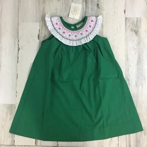 The Beaufort Bonnet Company Sandy Smocked Dress Kiawah Kelly Green Pink 5 NWT - Picture 1 of 13