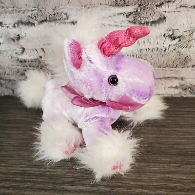 Dan Dee Collectors Plush Purple  Unicorn Stuffed Animal 6" White Furry Feet - Image 1 of 4