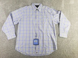 Henry Jacobson Mens Long Sleeve Button Up Shirt XL Purple Plaid Cotton NWOT - Picture 1 of 10
