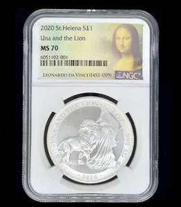 2020 Great Britain 1oz NGC MS70 ST.Helena Una and The Lion Silver coin - Picture 1 of 7