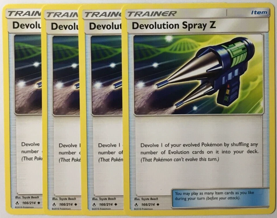 POKEMON 4X DEVOLUTION SPRAY Z 166/214 UNBROKEN BONDS UNCOMMON NEAR MINT-PLAYSET - Image 1 of 1