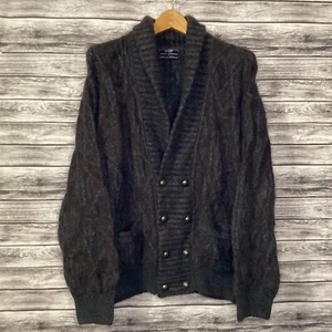 Vintage COOGI Haute Couture Sweater Mens Large Brown Australia Cardigan 3D Knit - Picture 1 of 8