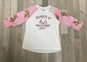 RealTree T-shirt Junior’s Size 1X/16 Camo Pink 3/4 Sleeve Active Sport New - Picture 1 of 8