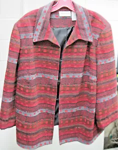 Ladies "Alfred Dunner Jacket. Size 22W Red Grey & Black with4 Hook & Eye Closure - Picture 1 of 6