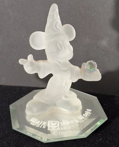 Disney World Mickey Mouse Sorcerer's Apprentice Frosted Glass Figure w/Crystal - Picture 1 of 6