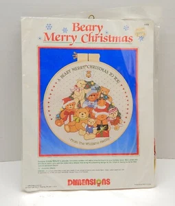 Dimensions Beary Merry Christmas Crewel Kit Teddy Bears Personalize Sealed 1986 - Picture 1 of 7