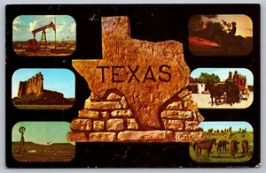 Postal de colección Texas Land of Contrast 70.000 millas de autopista multivista K4 - Imagen 1 de 2
