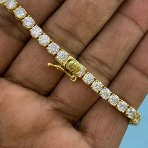 8.5ctw Round Cut VVS1 Moissanite Tennis Bracelet 10K Yellow Gold Plated Bracelet - Picture 1 of 6