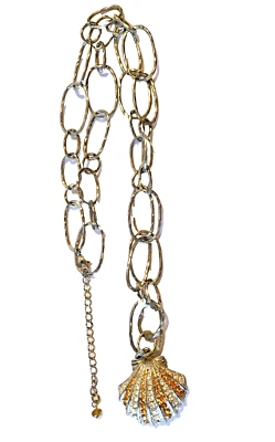Collar Swarovski Sea Shell Colgante Corte Redondo Cristal Cuentas 17" Tiene Extensor Foto 1 de 4