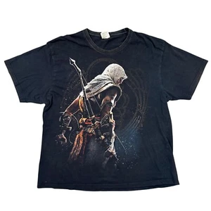 Assassins Creed Origins T-Shirt Top Short Sleeve Retro Y2K Black Mens 2XL - Picture 1 of 6