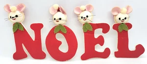NOEL Navidad Ratones Letras Animales Ratón Espuma Fieltro Kitsch Retro - DE COLECCIÓN - Imagen 1 de 15