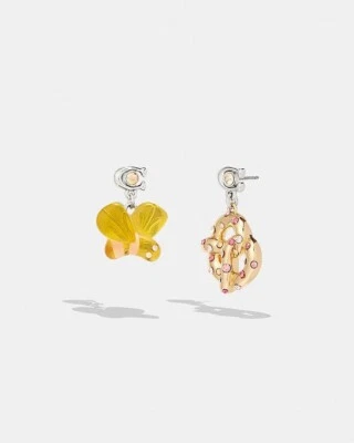 Pendientes COACH Bumble Bee para mujer nuevos con etiquetas 🐝 Pretzel 🥨 C firma desajuste $120 Foto 1 de 4