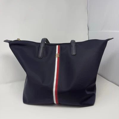 TOMMY HILFIGER Bolso Grande Cremallera Nylon Firma Rayas Negro Foto 1 de 4