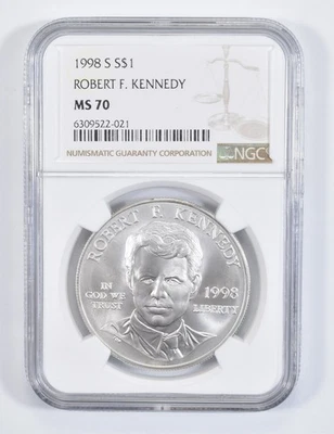 MS70 1998 S Robert Kennedy Commemorative Silver Dollar NGC *4955 - Image 1 of 4