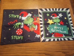 Paquete de 2 fundas de almohada de Navidad Grinch doble cara con cremallera nuevas 18x18 - Imagen 1 de 8