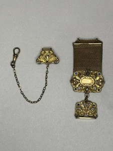 Antique Gold Filled Panel Ribbon Pocket Watch Chain/Fob #4874 - Picture 1 of 7