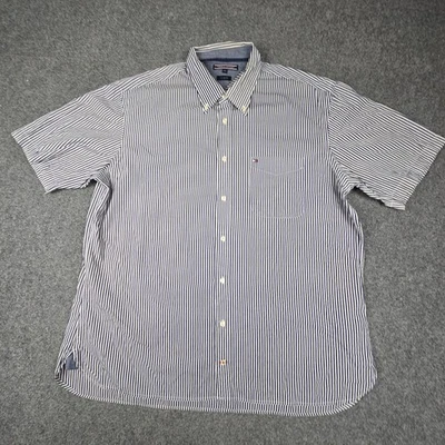 Tommy Hilfiger Shirt Mens 2XLARGE Blue Short Sleeve Button up summer Size 2XL - image 1 of 4