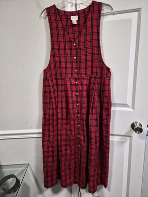 Vestido midi a cuadros de vacaciones Laura Gayle de colección para mujer talla L sin mangas bolsillos preppy  Foto 1 de 4