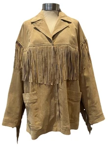 Zara Beige Suede Fringed Tassel Western Style Jacket / Coat M-L UK 12-14 *NEW* - Picture 1 of 20
