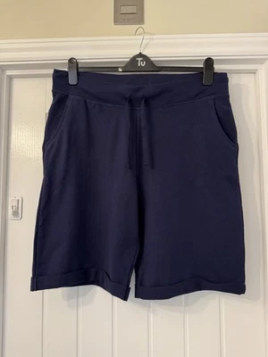 New Hanes Women's Navy Blue French Terry Bermuda Shorts, UK Size XL - Изображение 1 из 4