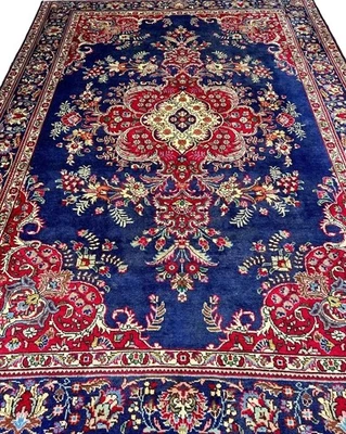 6'7"x9'9" Antique Hand-Knotted Wool Tabrize Area Rug - 7x10 Handmade Carpet - Image 1 of 4