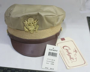 Cockpit Officer's Crush Cap Khaki Z8511W Adult Large Fine Costume Hat Gear NEW - Picture 1 of 5