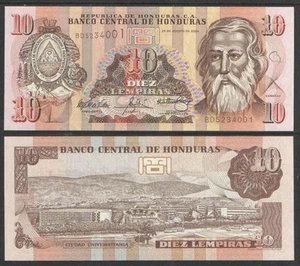 HONDURAS 2004 10 Lempiras Cat # P86c UNCIRCULATED { CURRENCY } { BANKNOTE } - Picture 1 of 1