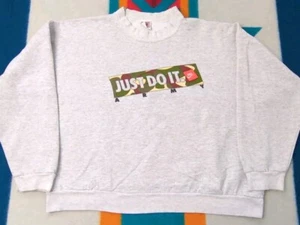 Vintage Nike Just Do It Army Sweatshirt Made In USA Crewneck Pullover Box Fit XL - Picture 1 of 5
