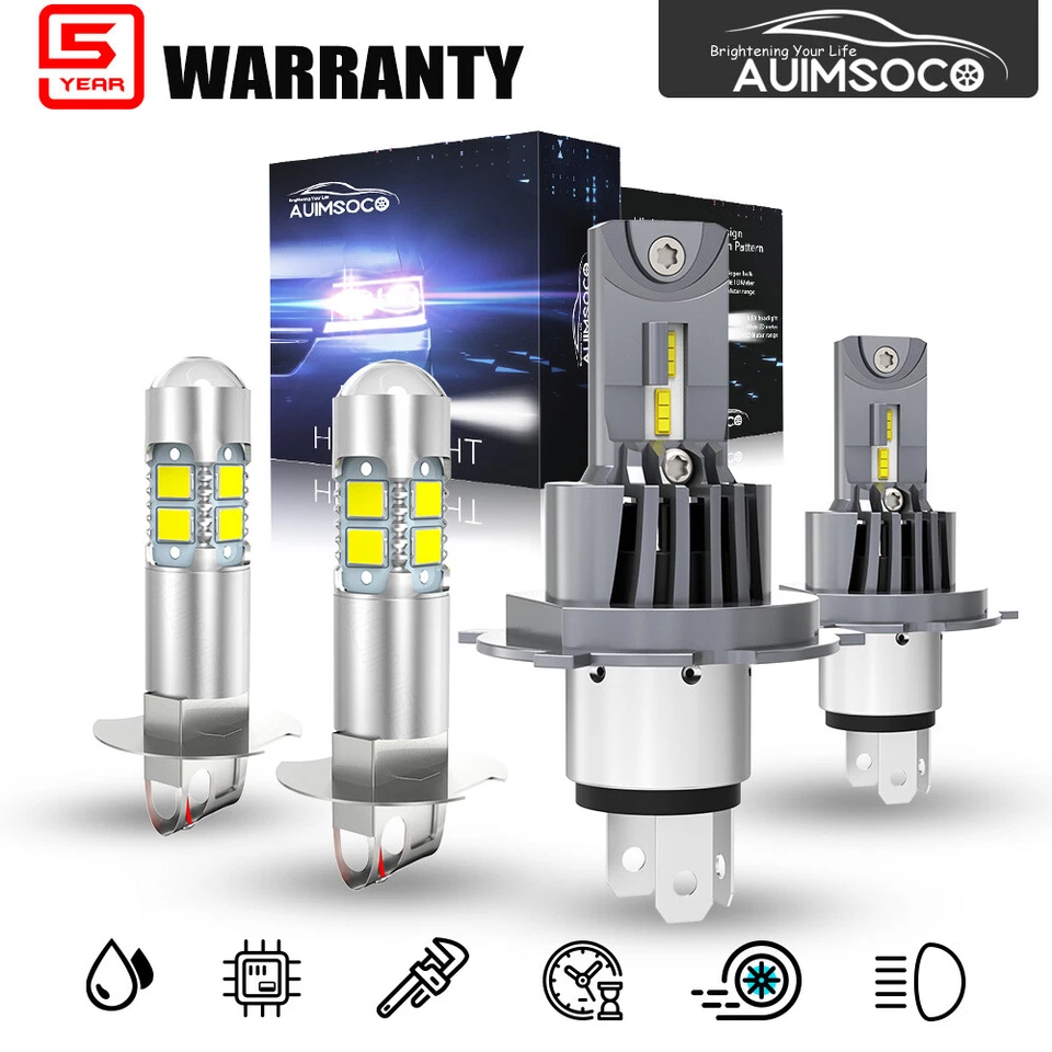 4x LED Headlight 9003 H4 Super Bright White Light For Chevrolet Aveo5 2009-2011 - Image 1 of 4