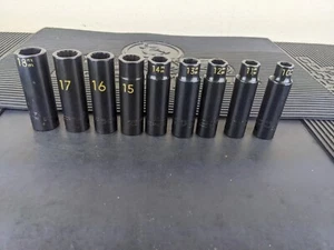 #aw492 NEW MATCO TOOLS 1/2"-DRIVE DEEP METRIC IMPACT 6-POINT SOCKET SET - Picture 1 of 13