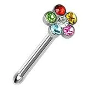Body Accentz 20GA 316L Surgical Steel Nose Stud with Multi-Gem Paved Flower Top - Picture 1 of 1