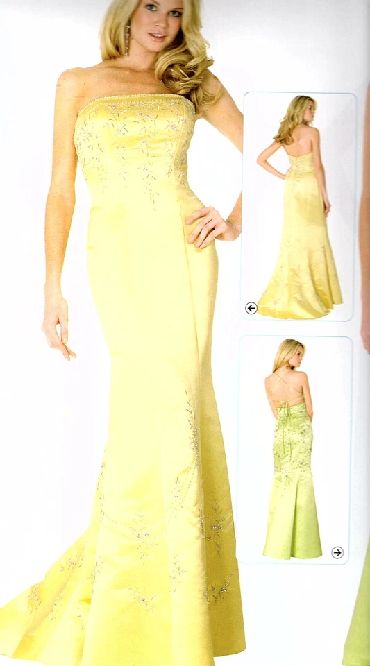 NWT Long Yellow Satin Faviana Gown size 16 - Image 1 of 1