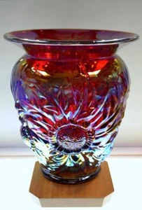 FRANK Fenton VASE Ruby Cvl ALPINE THISTLE #D 144 DTD 1993 2752RN BOX FREEusaSHP - Picture 1 of 7