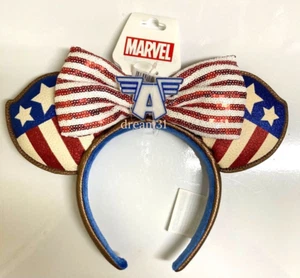 BNWT Disney Marvel Captain America Minnie Mouse Ears Headband Adult Size - Picture 1 of 1