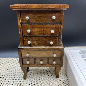 Vtg Concord Dollhouse Miniatures Queen Anne Bureau Chest - Wood W/Box 1950s - Picture 1 of 4