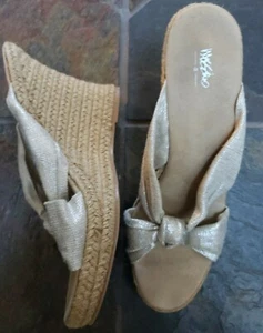 MOSSIMO Womens Casual Metallic Silver Rope Weave Wedge Heels (Size 11) PRE-OWNED - Picture 1 of 12