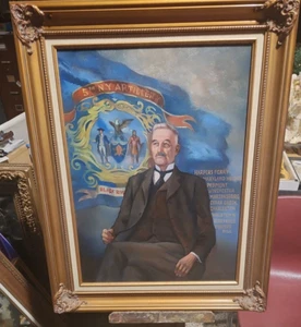 GERAHMTES LLOYD GARRISON ORIGINAL ÖL Porträt des Bürgerkriegs New York 5. Artillerie  - Bild 1 von 6